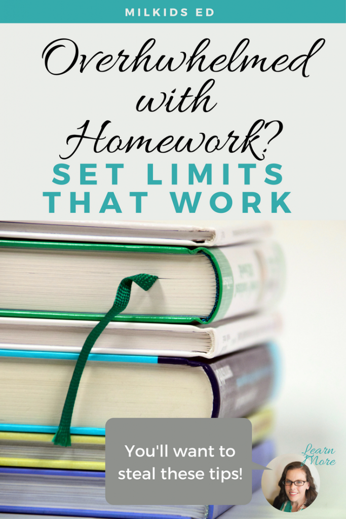 Setting homework limits can help to control the overwhelm after school and lead to more peaceful evenings. | Meg Flanagan, MilKids Ed | Make the K-12 Journey Easier